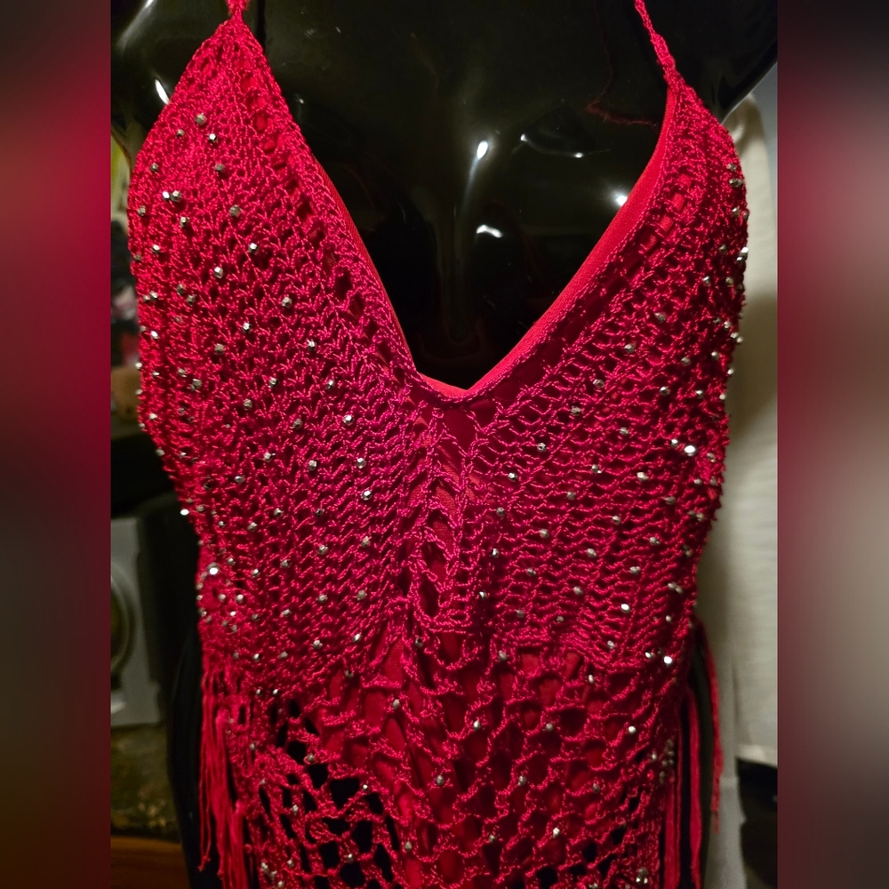 ♥️NEW Halter Tie Top Sparkles, Fringe - Picture 11 of 12